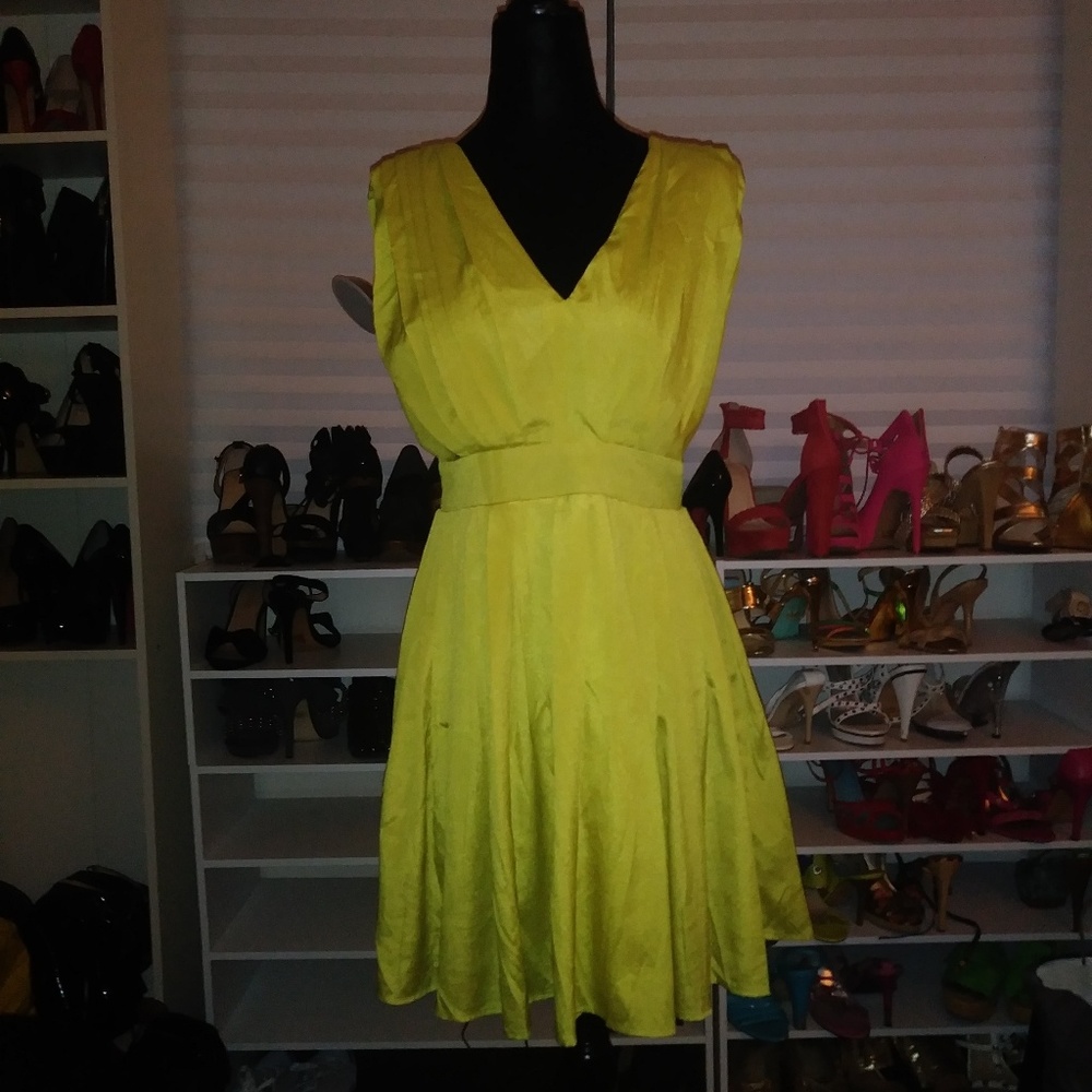 Chartreuse Flower Mini Dress